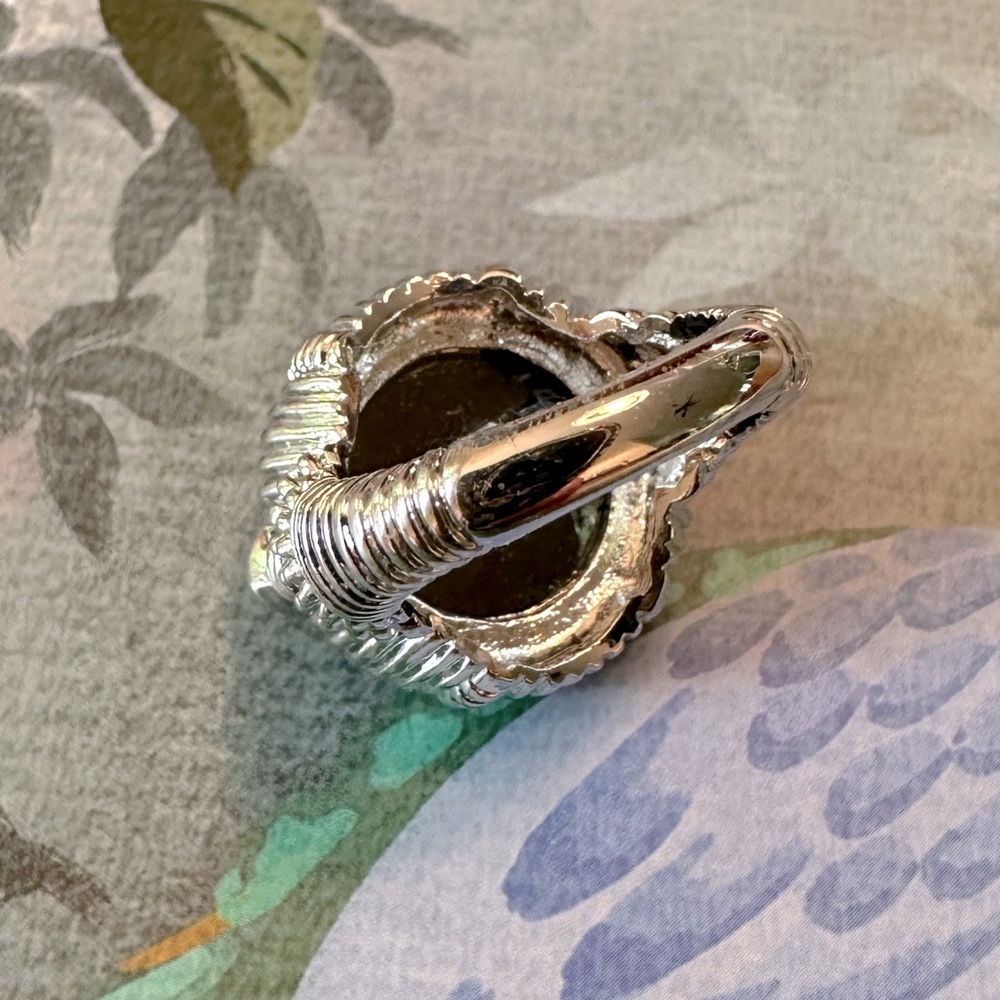Jet Black Two Toned Heart Detail Ring Sz 7 Park Lane Jewelry Bellissimo Retired - Picture 5 of 9